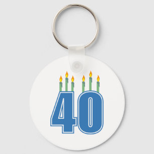 40 Birthday Candles (Blue / Green) Keychain