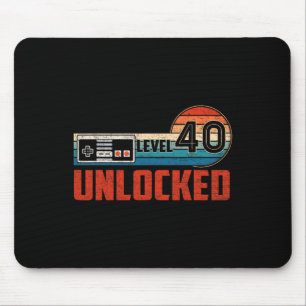 40 Birthday Gift Unlocked Level 40 Vintage Game Co Mouse Pad