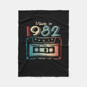 40 Birthday Gifts Year Old Made in 1982 Cassette Fleece Blanket