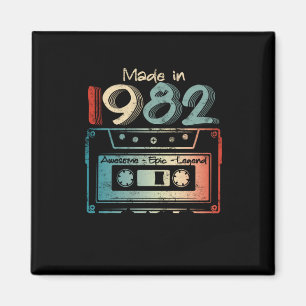 40 Birthday Gifts Year Old Made in 1982 Cassette Magnet