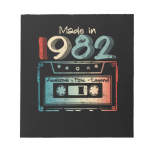 40 Birthday Gifts Year Old Made in 1982 Cassette Notepad