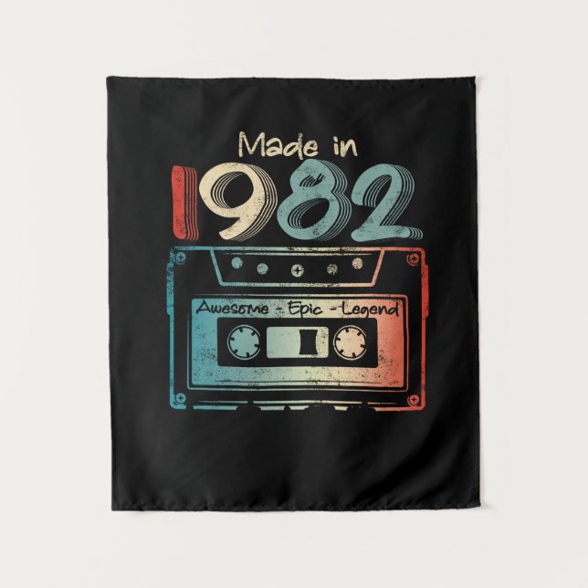 40 Birthday Gifts Year Old Made in 1982 Cassette Tapestry (Front)