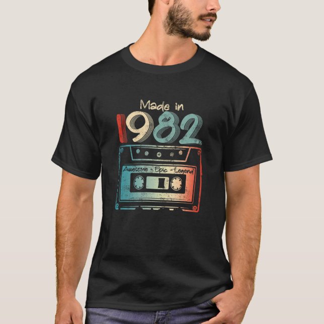 40 Birthday  Year Old Made In 1982 Cassette Tape T-Shirt (Front)
