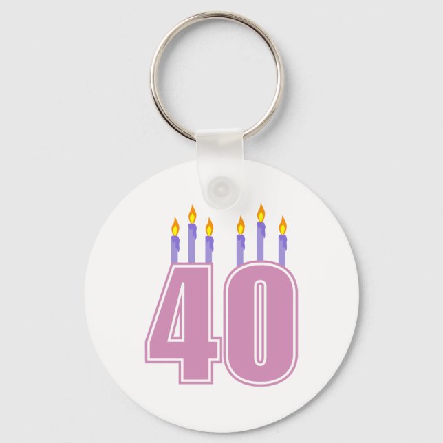 40 Candles (Pink / Purple) Keychain (Front)