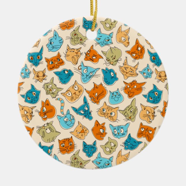 40 cat faces and one tail ceramic ornament (Front)