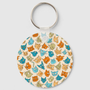 40 cat faces and one tail keychain