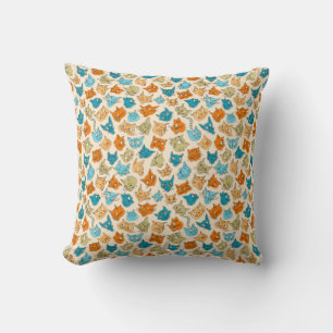 40 cat faces and one tail throw pillow