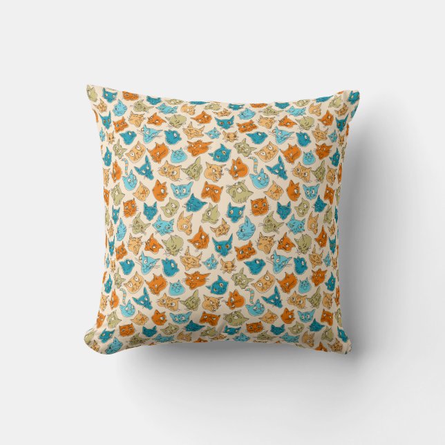 40 cat faces and one tail throw pillow (Front)