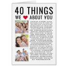 40 Choses Que Nous Aimons De Vous | Carte d'annive