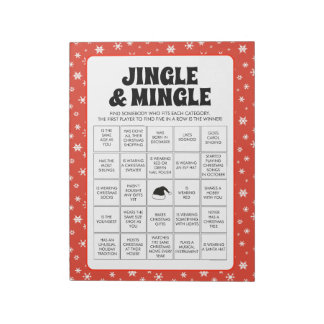 40 Christmas Jingle & Mingle Bingo Game Sheets Notepad