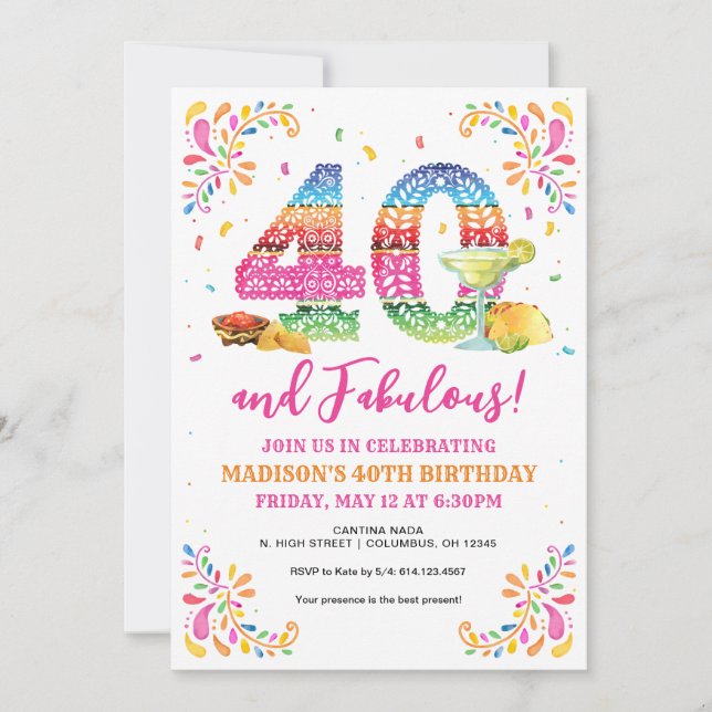 40 et fabuleuse Invitation de fête d'anniversaire (Devant)
