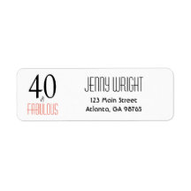 40 et fabuleux 40e Anniversaire Adresse de retour
