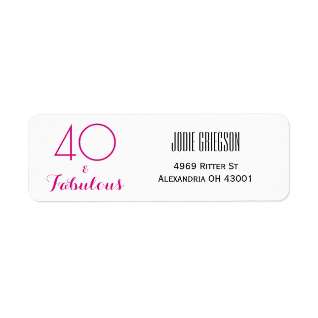 40 et fabuleux 40e Anniversaire Adresse de retour (Devant)