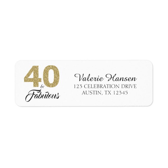 40 et fabuleux 40e Anniversaire Adresse de retour (Devant)