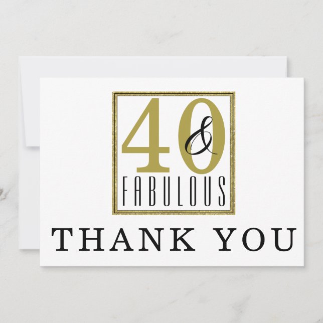 40 et fabuleux 40e anniversaire Carte de remerciem (Devant)