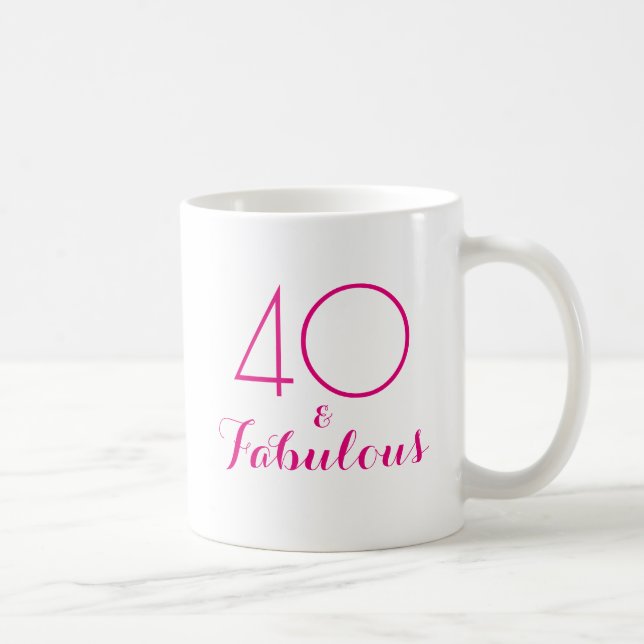 40 et fabuleux 40e anniversaire Gift Mug Pink (Droite)