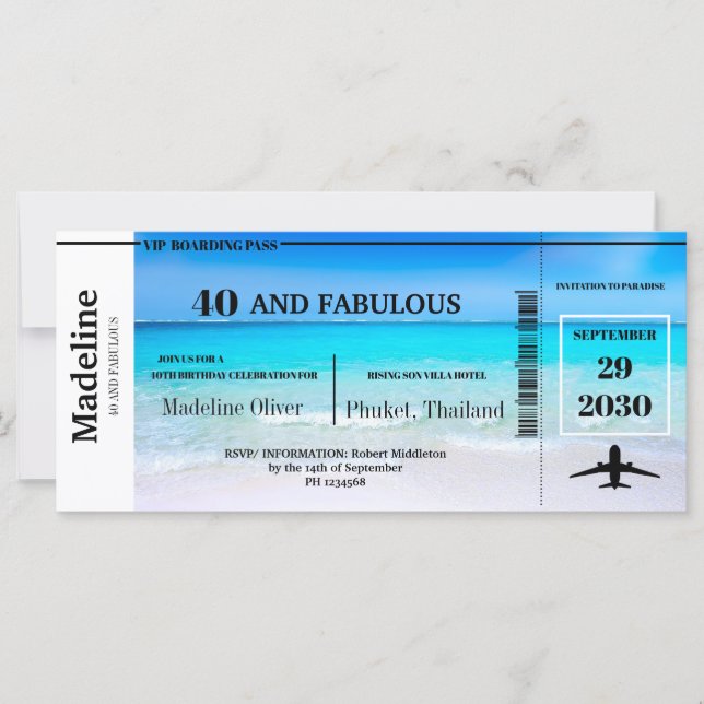 40 et fabuleux 40e carte d'embarquement Anniversai (Devant)