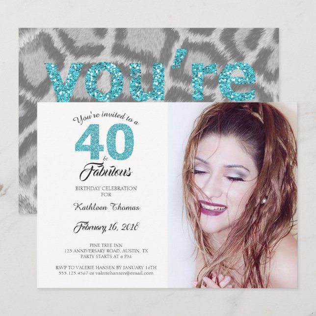 40 et fabuleux anniversaire fête photo Invitation (Devant / Derrière)