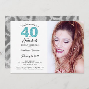 40 et fabuleux anniversaire fête photo Invitation