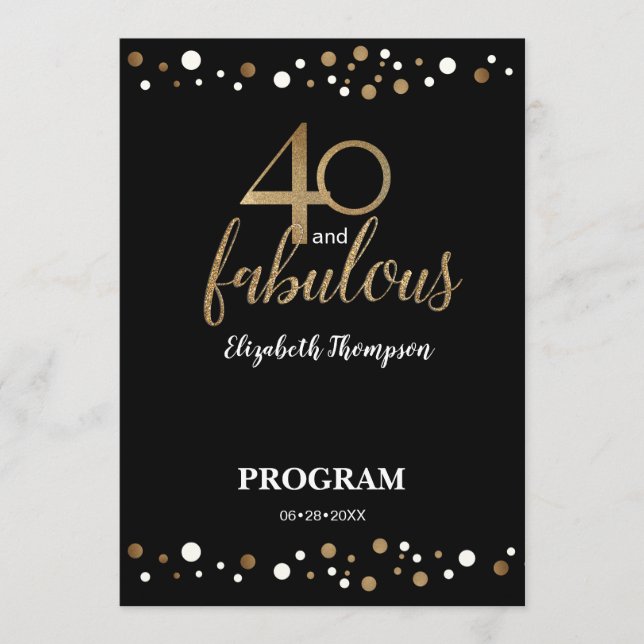 40 et fabuleux programme de 40e anniversaire (Devant)