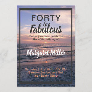 40 et Fabulous Beach Sunset Invitation d'anniversa