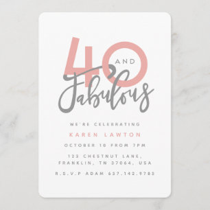 40 et invitation fabuleuse de fête d'anniversaire
