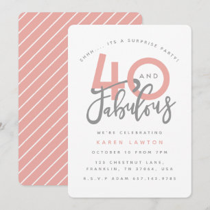 40 et invitation fabuleuse de fête d'anniversaire