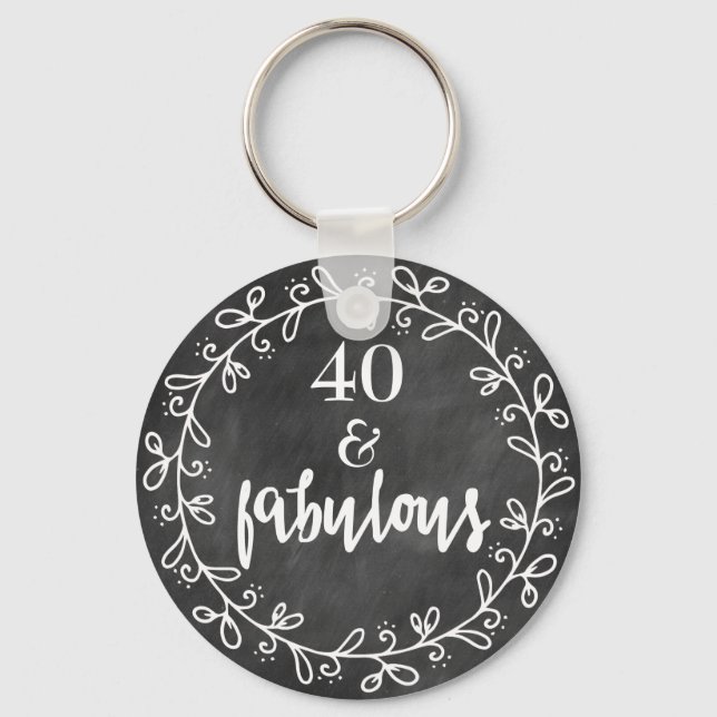 40 & Fabulous - 40th Birthday Custom Keychain (Front)