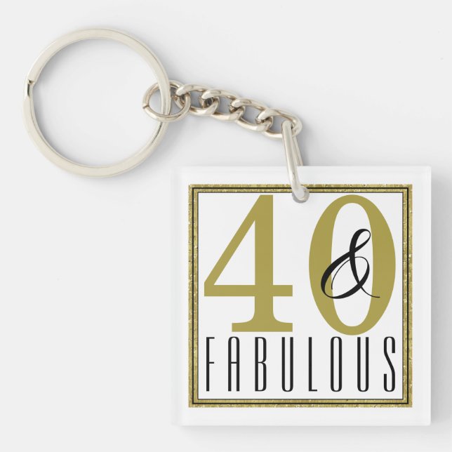 40 & Fabulous 40th Birthday Party Keychain (Front)