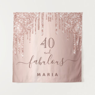 40 fabulous birthday glitter rose gold sparkle tapestry