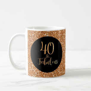40 & Fabulous Birthday Gold Glitter Black Coffee Mug