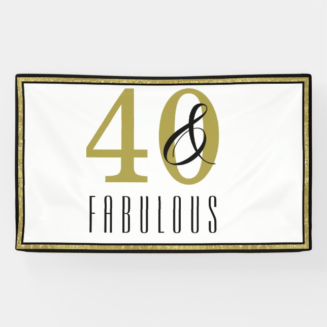 40 & Fabulous Birthday Party Celebration Banner (Horizontal)