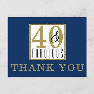 40 & Fabulous Birthday Party Thank You Postcard