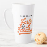 40 & fabulous birthday retro vintage script latte mug<br><div class="desc">Celebrate your special birthday in style with this retro vintage script 40 and fabulous birthday mug.Change the background and text colours to customize. Part of a collection.</div>