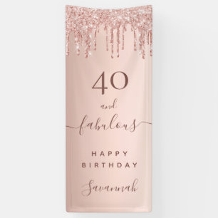 40 Fabulous birthday rose gold pink Banner