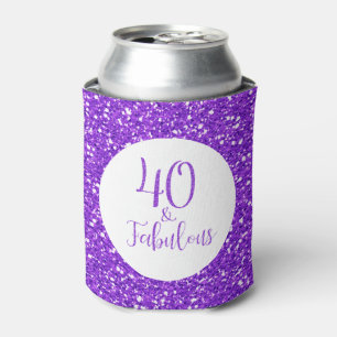 40 & Fabulous Birthday Sparkly Purple Glitter Can Cooler