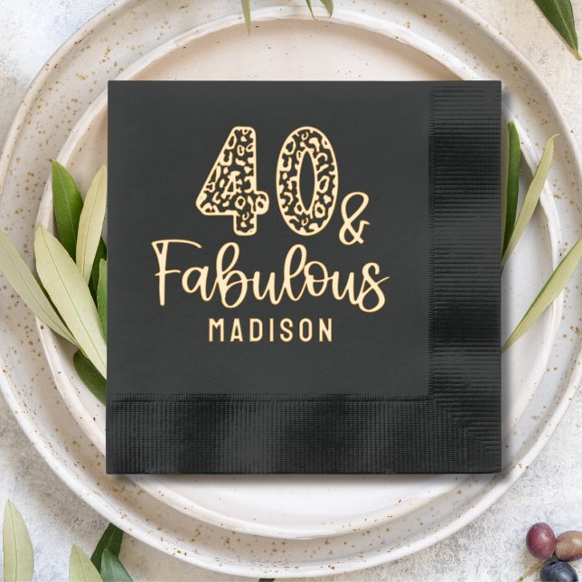 40 & Fabulous Fortieth Birthday Personalized Name Foil Napkins (Creator Uploaded)