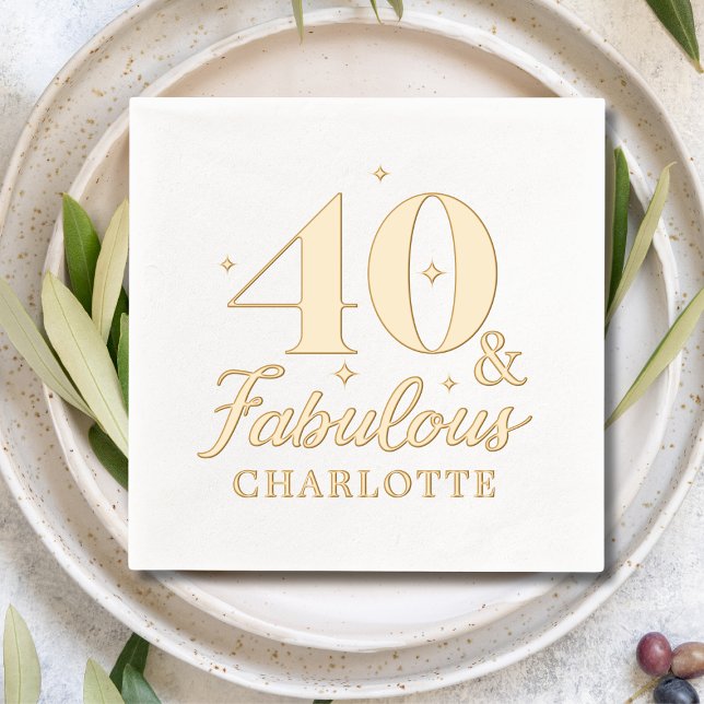 40 & Fabulous Forty Fortieth Birthday Personalized Foil Napkins (Creator Uploaded)