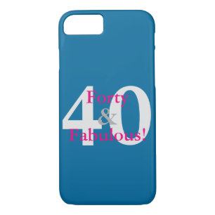 40 & Fabulous! Fun Custom Birthday Blue & Hot Pink Case-Mate iPhone Case