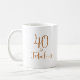 40 & Fabulous Gold Glitter Typography Coffee Mug