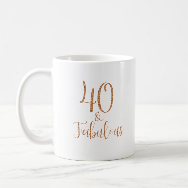 40 & Fabulous Gold Glitter Typography Coffee Mug (Left)