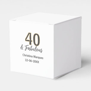 40 & fabulous gray yellow birthday calligraphy favor box