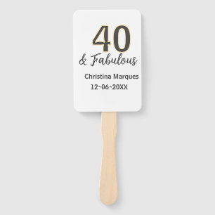 40 & fabulous gray yellow birthday calligraphy hand fan