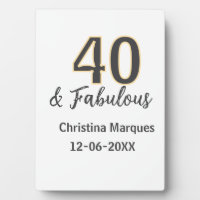 40 & fabulous gray yellow birthday calligraphy 