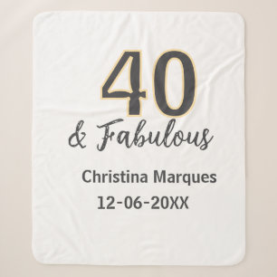 40 & fabulous gray yellow birthday calligraphy sherpa blanket