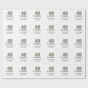 40 & fabulous gray yellow birthday calligraphy wrapping paper