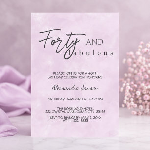 40 & Fabulous Lavender 40th Birthday Invitation