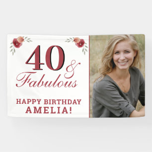 40 & Fabulous Watercolor Floral 40th Birthday Banner