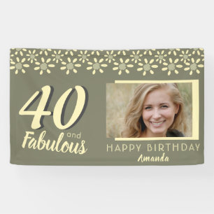 40 & Fabulous Yellow Daisy Flower Watercolor Photo Banner