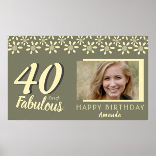 40 & Fabulous Yellow Daisy Flower Watercolor Photo Poster